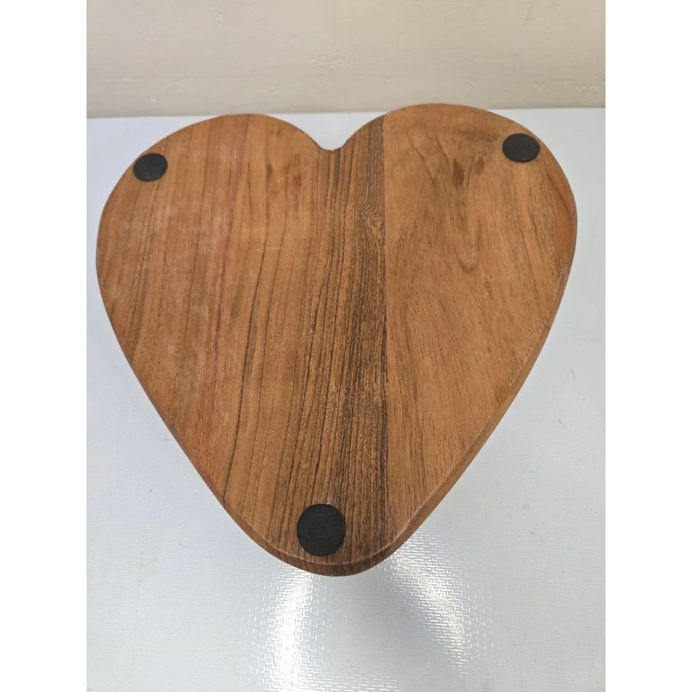 Vintage Decorative Hand-Carved Wood Heart Bowl - Rustic Country Farmhouse Decor